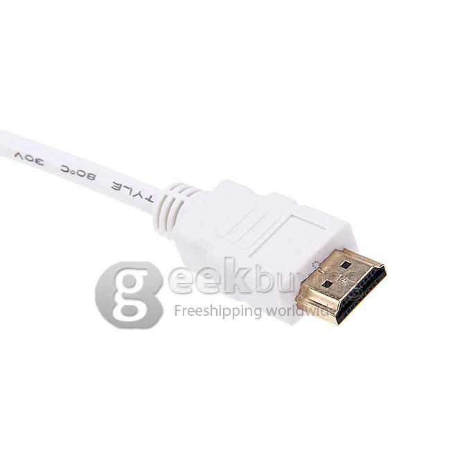1080p HDMI Male to VGA Female HDMI to VGA Video Converter Adapter Cable - White