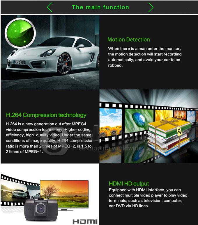 Z1 Car DVR Novatek 1.5 Inch Screen 1080P 140 Degrees Angle Lens with G-Sensor Motion Detection