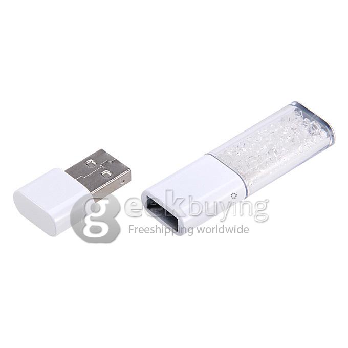 Fashion Design 4G USB 2.0 Flash Disk Memory Stick Drive with Blink CZ Diamond - White