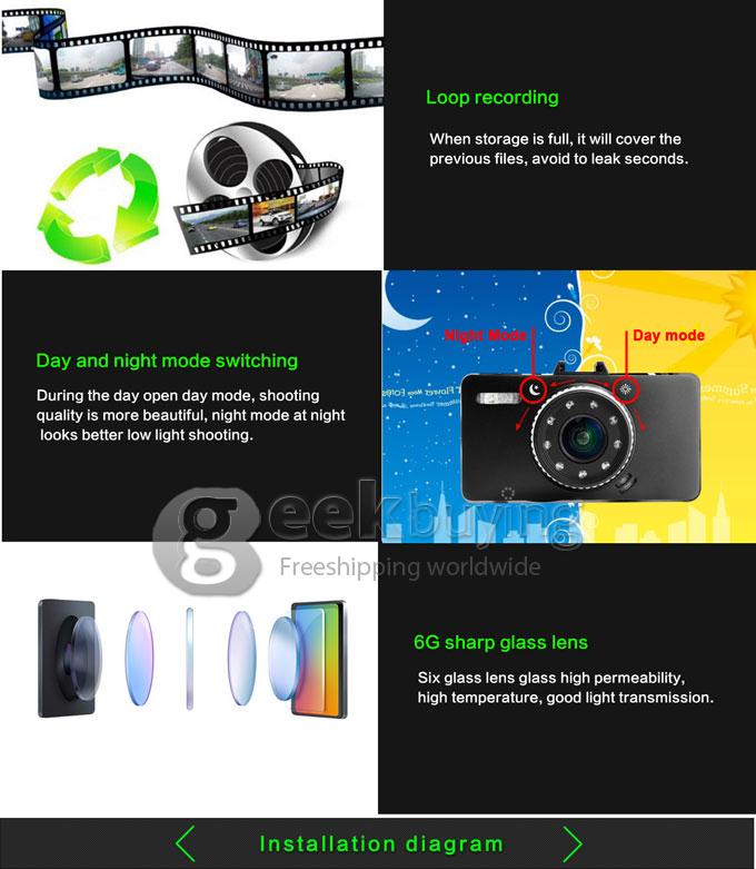 G3WH Novatek 96650 Dashcam 3.0 MP Full HD H.264 1080P 30FPS 2.7' LCD 170 Degree Wide Angle Lens with G-Sensor HDMI Car DVR
