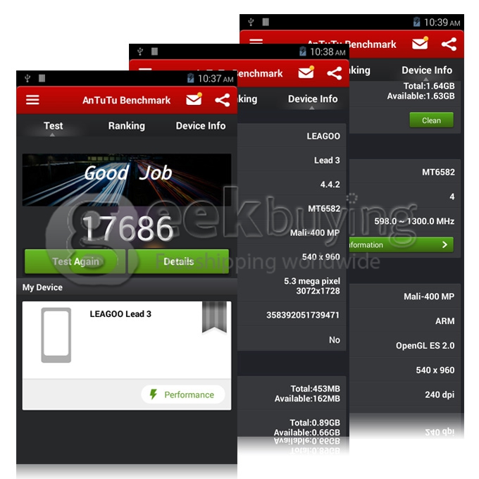 Leagoo Lead 3 MTK6582 Quad core 1.3GHz 4.5Inch QHD IPS Screen Cell Phone 512MB+4GB 5.0MP+2.0MP Android4.4.2 OS 3G/GPS - Black
