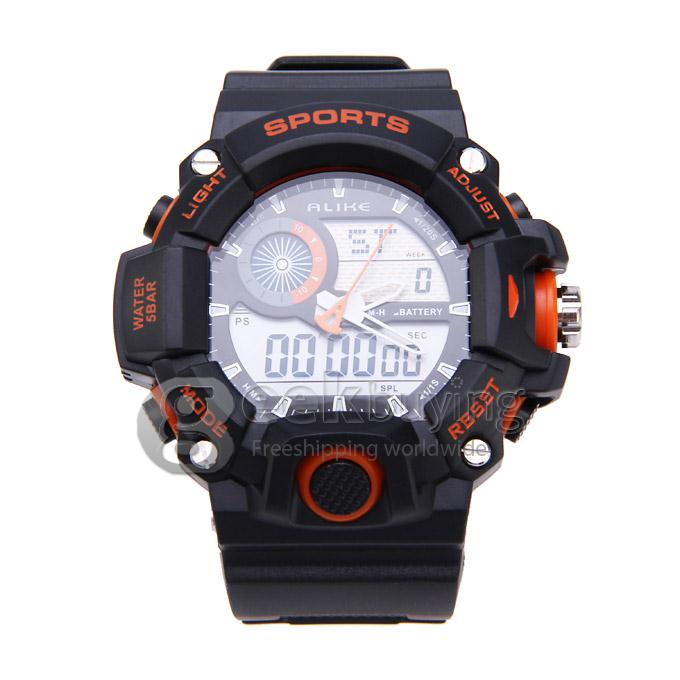 ALIKE AK1410 Waterproof Multi Function Quartz Analog & Digital Sport Wrist Watch Timepiece for Men - Orange