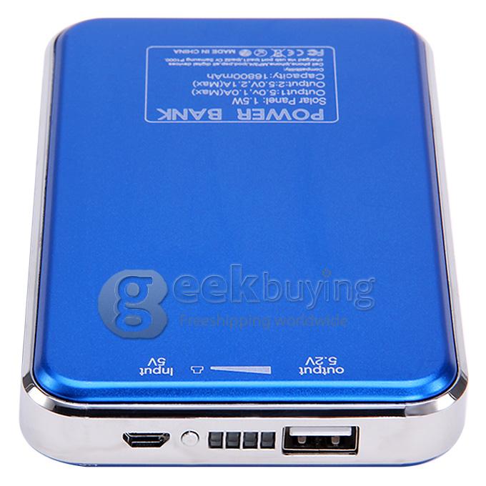 New Portable Panel Solar Charger 16800mAh USB Port Mobile Power Bank for iPhone/Samsung Galaxy - Blue