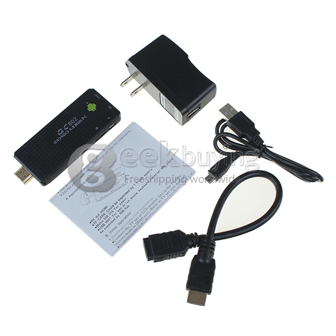 MK809III QC802 RK3188T ARM Cortex-A9 Quad Core Google Android 4.2 Mini PC TV Box 2G/8G Bluetooth XBMC Black