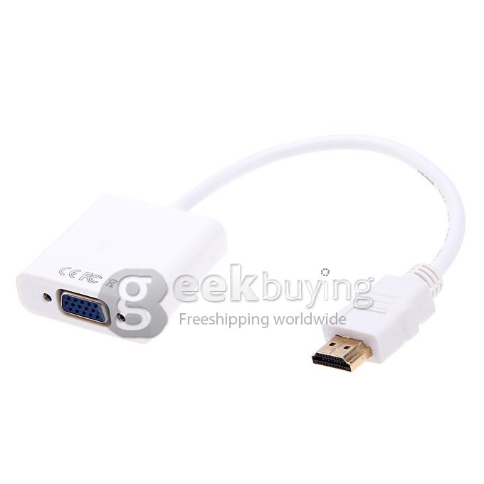 1080p HDMI Male to VGA Female HDMI to VGA Video Converter Adapter Cable - White