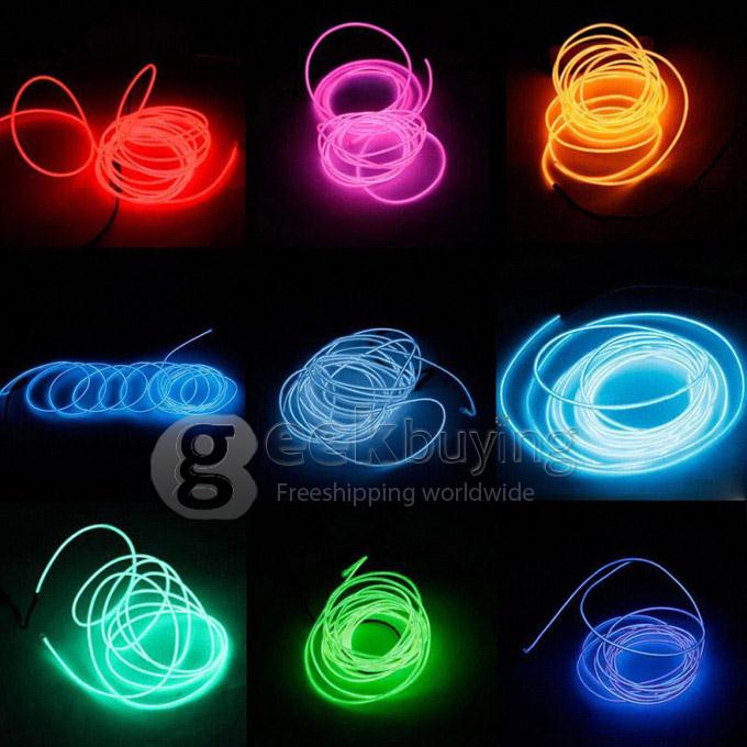 5M Flexible Neon Glowing Strobing Electroluminescent 2.3mm EL Wire Rope Light Tube Lamp With Controller (2 x AA) - Purple