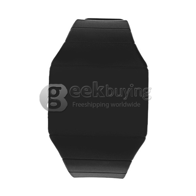 Makibes Touch Screen LED Watch with Red Light Rectangle Dial and Silicon Band - Black