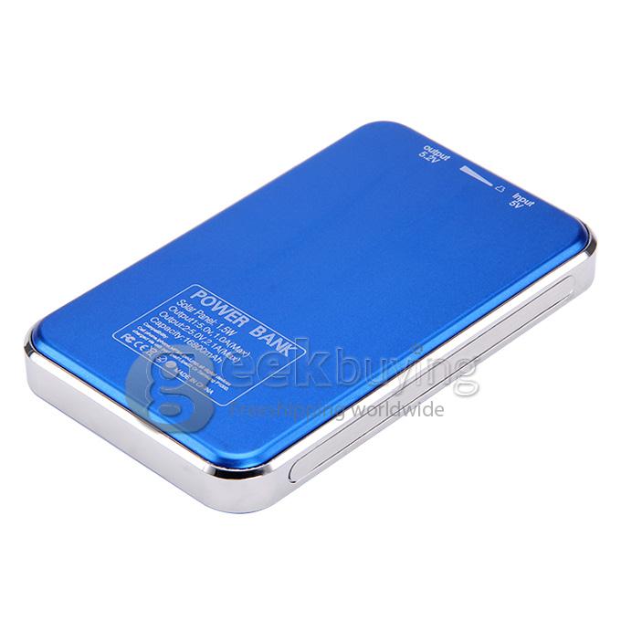 New Portable Panel Solar Charger 16800mAh USB Port Mobile Power Bank for iPhone/Samsung Galaxy - Blue