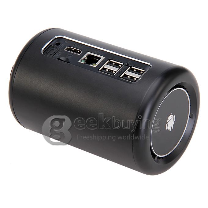 X88 Cylinder RK3188 Quad Core 1.6GHz Android 4.4 Mini TV BOX HDMI HDD Player 2G/8G Bluetooth OTG Built-in MIC 3.0MP Camera Miracast DLNA - Black