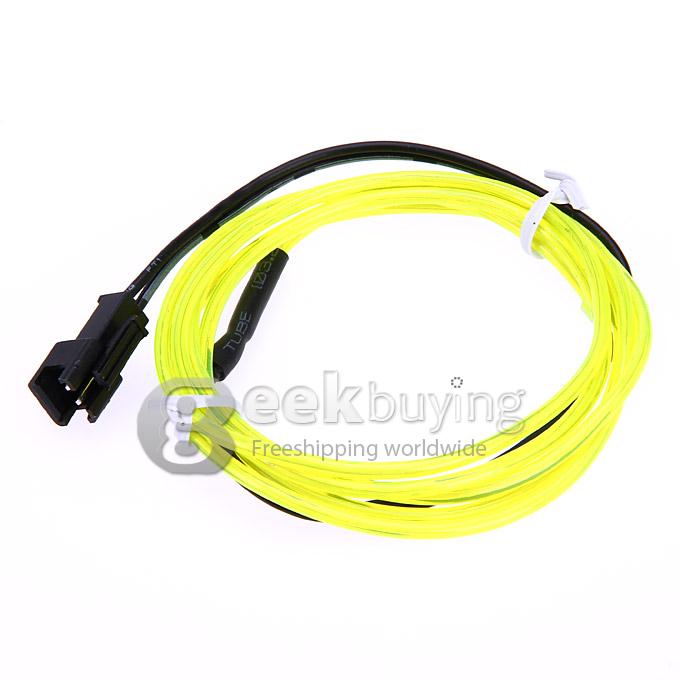 2M Flexible Neon Glowing Strobing Electroluminescent 2.3mm EL Wire Rope Light Tube Lamp With Controller (2 x AA) - Fluorescent Green