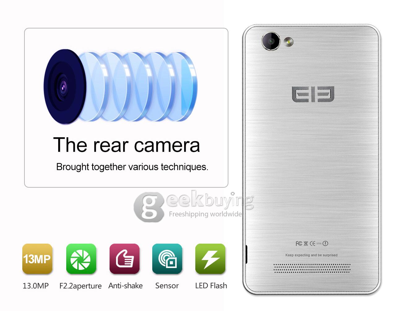 Elephone P6i MTK6582 Quad core 1.3GHz 5 Inch Android 4.4 OS Smartphone 1GB RAM 4GB ROM 13.0MP IPS QHD 3G GPS OTG White