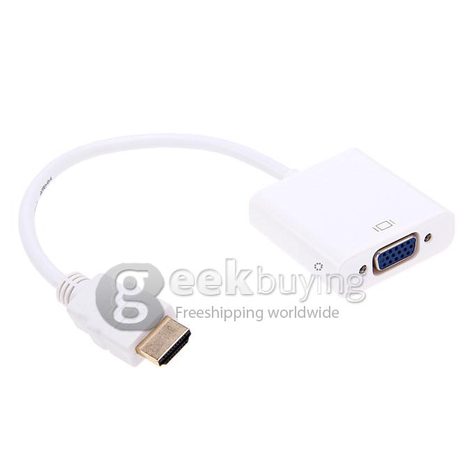 1080p HDMI Male to VGA Female HDMI to VGA Video Converter Adapter Cable - White