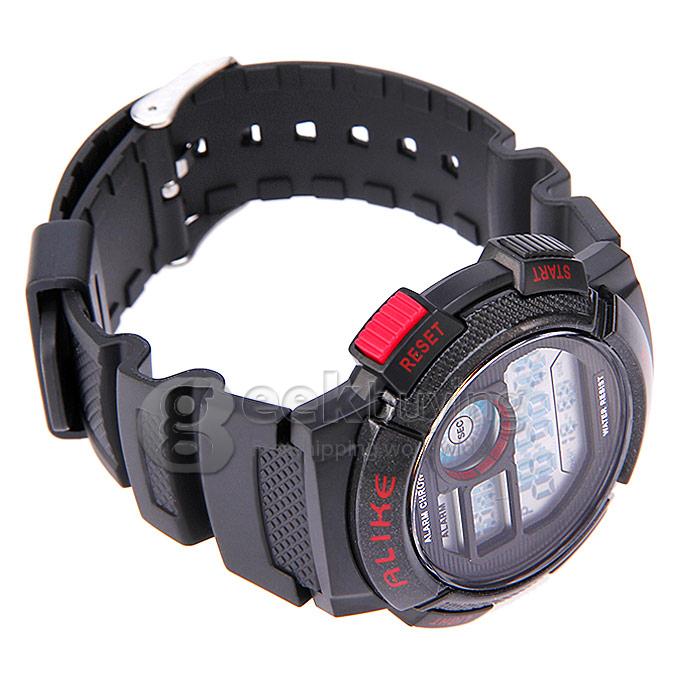 ALIKE A1278 Waterproof Digital Quartz Sport Wristwatch Timepiece with Rubber Band for Men - Red