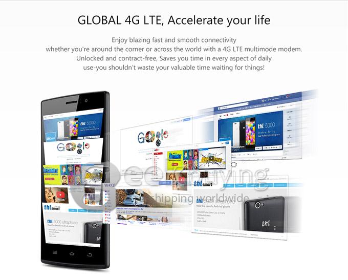 THL L969 MTK6582+6290 Dual Platform 1.3GHz 5Inch Android 4.4 Smartphone 1GB RAM 8GB ROM FDD-LTE 4G IPS FWVGA Screen 5.0MP - Black