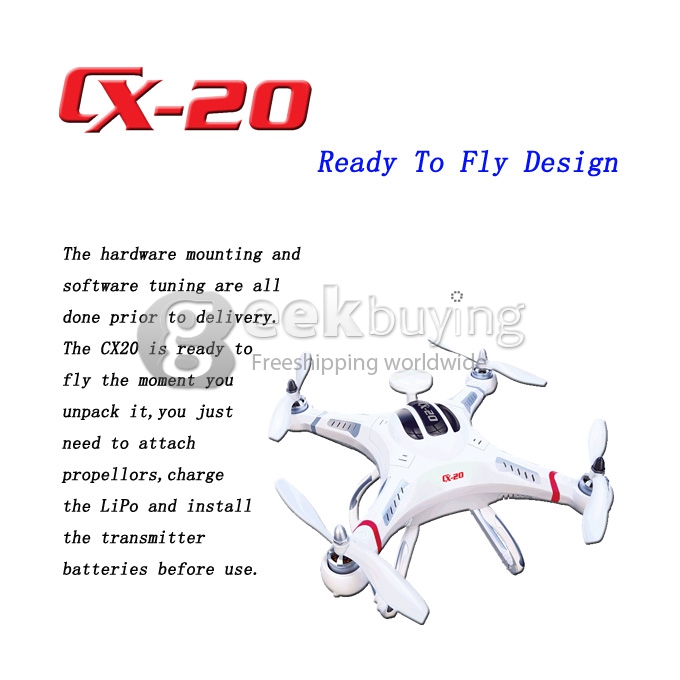 Cheerson CX-20 2.4GHz RC 6-Axis Gyro Quadcopter Auto-Pathfinder Aircraft FPV Drone RTF With GPS Open-source New Version Mode 2