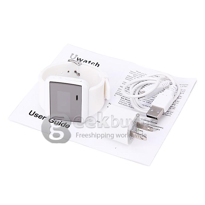 U Watch 2S Waterproof Bluetooth Touch Screen Smart Watch Sync Phone Remote Camera for Android iOS Phone - White