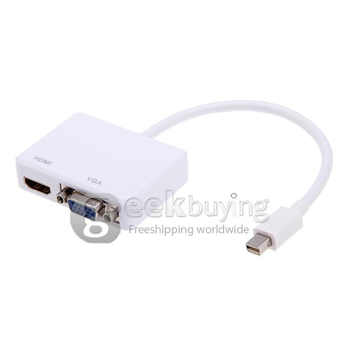 Mini Displayport Thunderbolt DP to HDMI DVI VGA TV AV Cable Adapter for Macbook/Pro2/Pro3/Pro4 - White