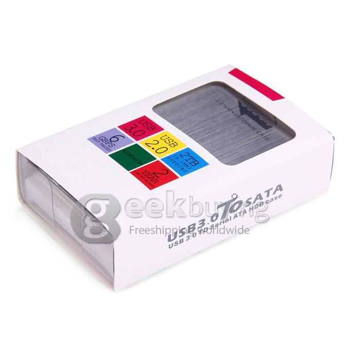 USB 3.0 to SATA 2.5'' External Case USB 3.0 to Serial ATA HDD Case Support 2TB with 6GBPS Test Passed - Silver
