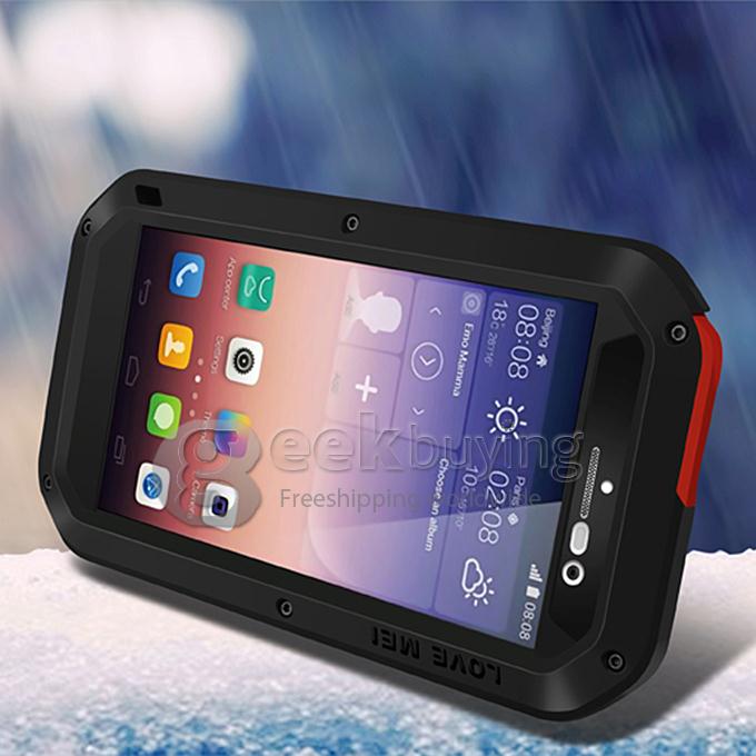 Love Mei Shock/Water Proof Heavy Duty Rugged Aluminum Metal Cover Case For Huawei P7 - Black