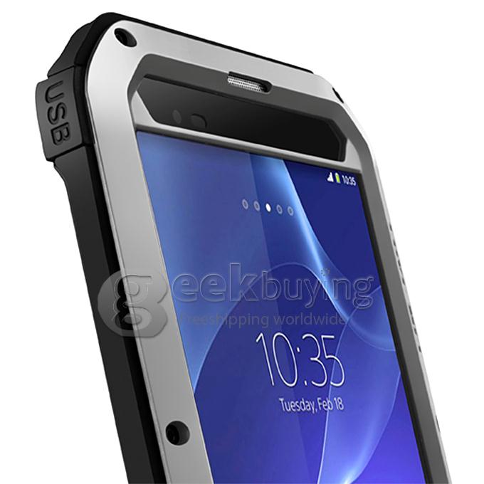Love Mei Shock Water Proof Heavy Duty Rugged Aluminum Metal Cover Case for SONY Xperia T2 Ultra - Silver