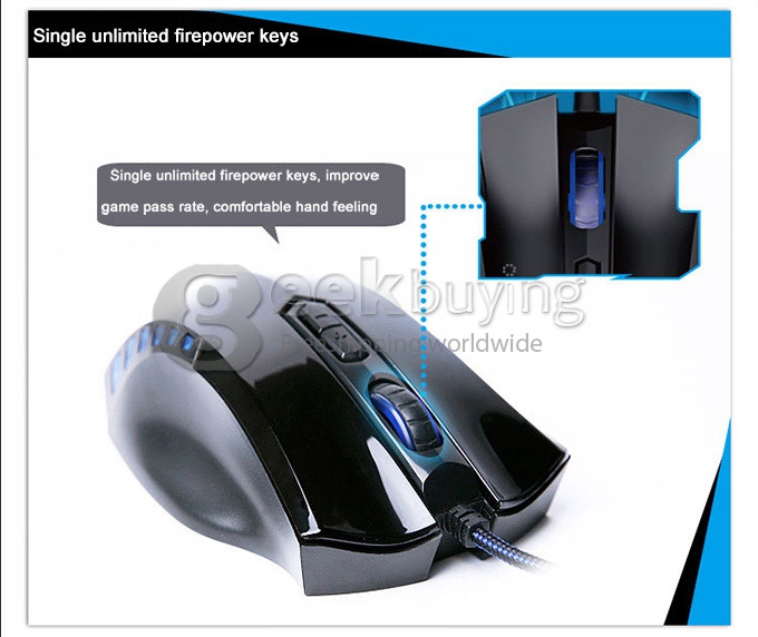 AULA MANUM Wired USB 2000 DPI 7D Gaming Mouse with 7 Colors Breath Light