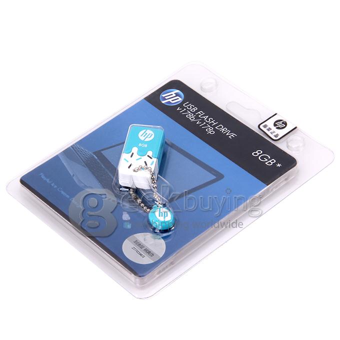HP V178 8GB Ice Cream Shape USB 2.0 High Speed Flash Drive U Disk Memory Stick USB Drive with Keychain - Green