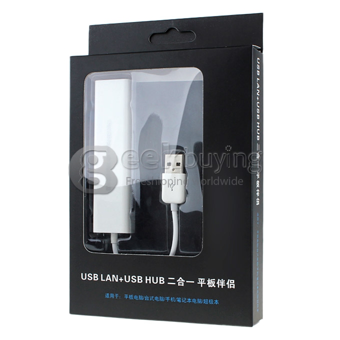 USB LAN + USB HUB 2 in 1 USB Adapter for Tablet PC Computer Laptop with RD9700 Chip/USB 2.0/RJ45 10MB/100MB