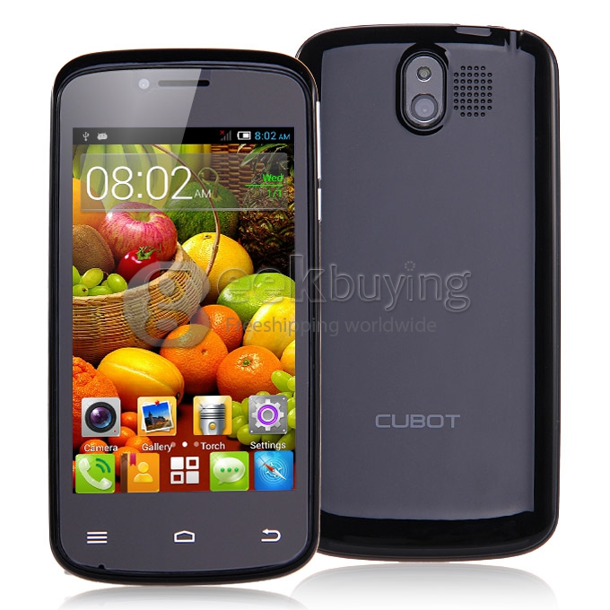 CUBOT GT95 MTK6572W 1.3GHz Dual Core 1.3GHz 4.0Inch Android 4.2 OS Smartphone 512MB RAM 4G ROM WVGA Capacitive Touch Screen 5.0MP 3G - Black