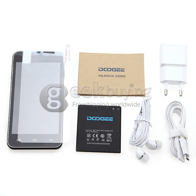 Doogee DG800 MTK6582 Quad Core 1.3GHz 4.5 Inch Android 4.4 OS Smartphone 1GB RAM 8GB ROM IPS QHD Screen 13.0MP 3G GPS OTG OTA - Black