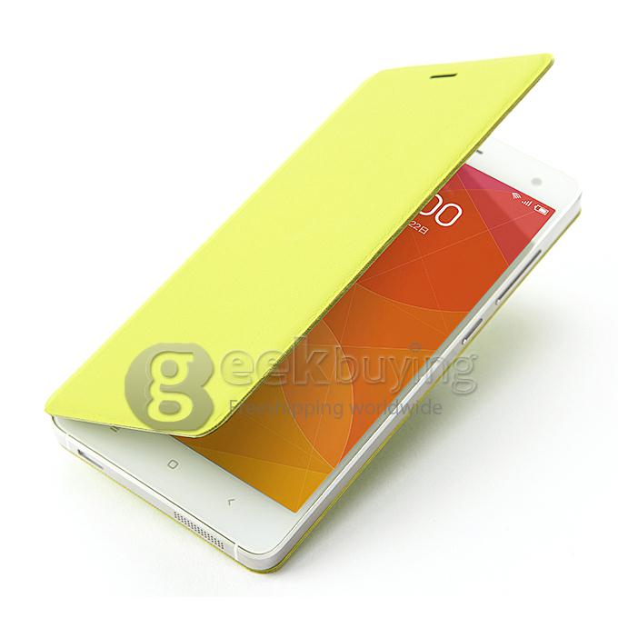 Original Xiaomi Mi4 Leather Case Ultra Thin and High Quality Cover Function For Xiaomi Mi 4 -Green