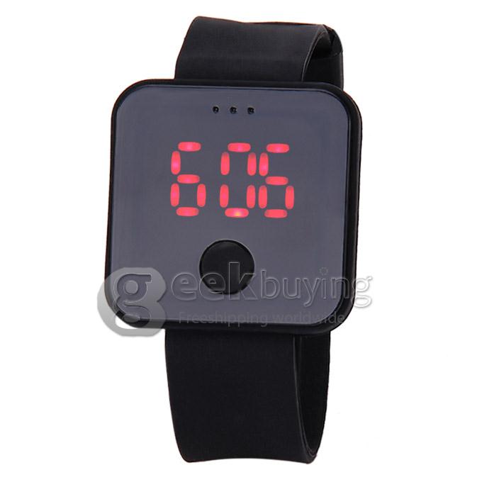 Unisex Rubber Band LED Digital Wrist Watch Timepiece with Touch Button for Women / Men - Black