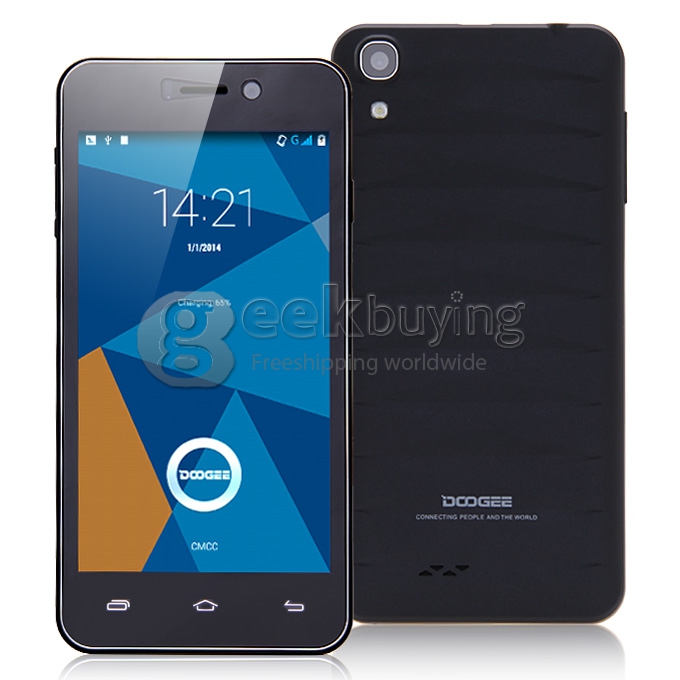 Doogee DG800 MTK6582 Quad Core 1.3GHz 4.5 Inch Android 4.4 OS Smartphone 1GB RAM 8GB ROM IPS QHD Screen 13.0MP 3G GPS OTG OTA - Black