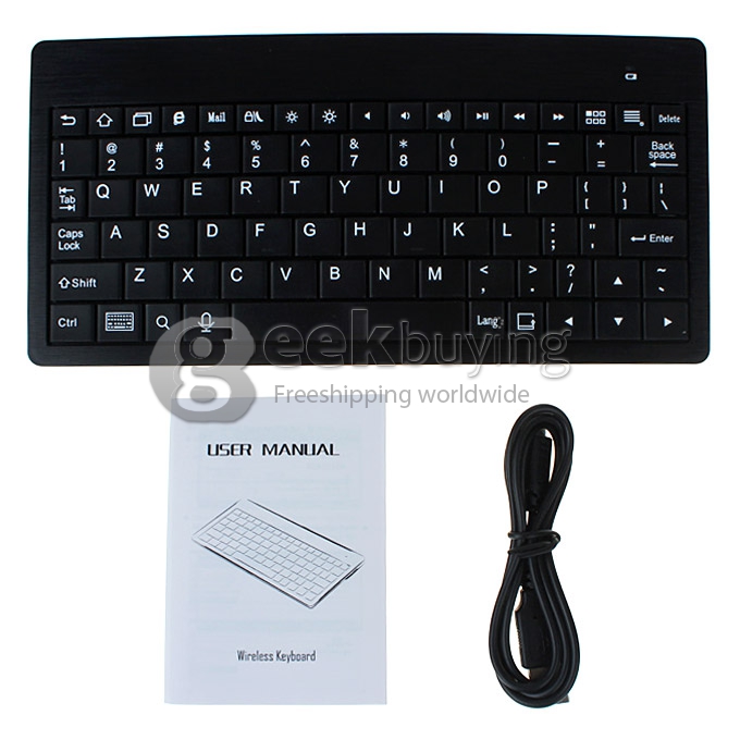 7 inch Aluminum Rechargeable Bluetooth Wireless Mini Slim Keyboard For Android Tablet PC Black