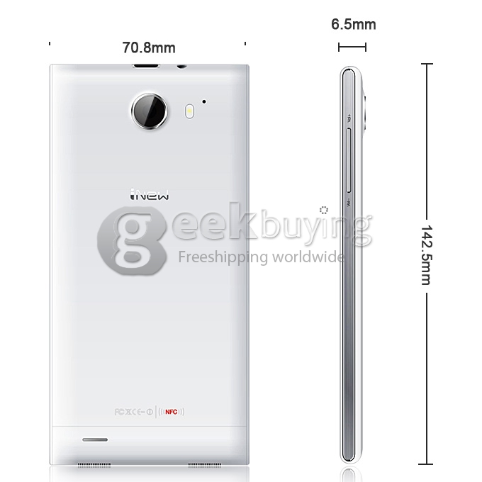 Inew V3 MTK6582 Quad core 1.3GHz 5.0 Inch Android 4.2 OS Smartphone 1GB RAM 16GB ROM 13.0MP NFC/OTG with 3G/GPS White
