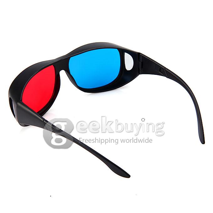 CAC66 Hydroscope-Shaped Anaglyph Circularly 3 Dimensional 3D Glasses with Half Red Half Blue Lens for 3D Games DVD Movie