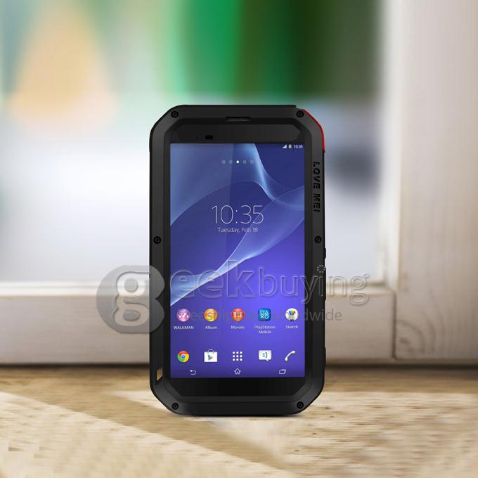 Love Mei Shock Water Proof Heavy Duty Rugged Aluminum Metal Cover Case for SONY Xperia T2 Ultra - Black