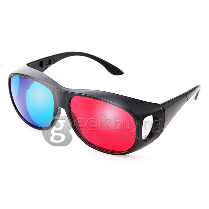 CAC66 Hydroscope-Shaped Anaglyph Circularly 3 Dimensional 3D Glasses with Half Red Half Blue Lens for 3D Games DVD Movie