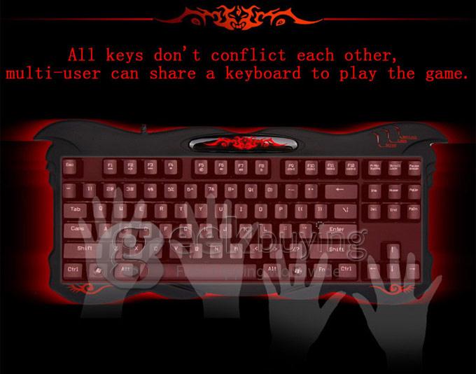 AULA Evil Spirit Mad Scorpion Dual-drive Professional Mechanical USB Wired Keyboard with 87 Keys - Black