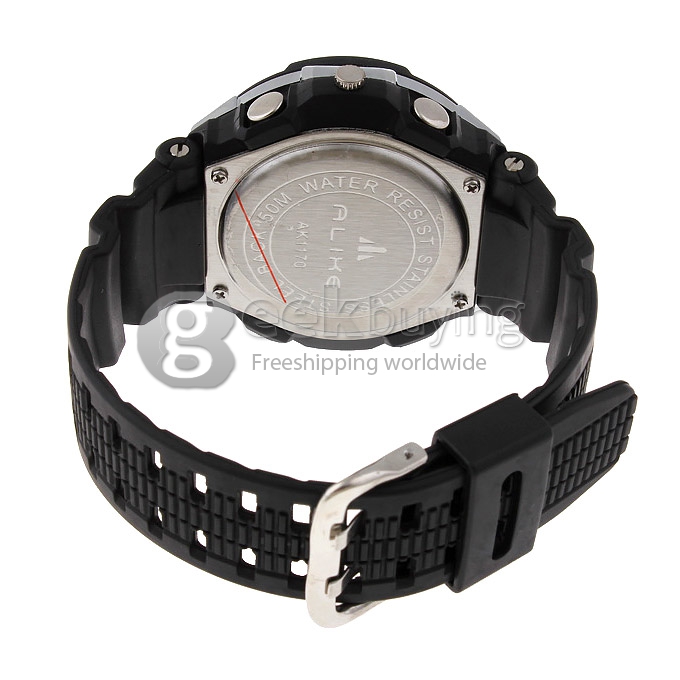 ALIKE AK1170 Plastic 50 Meters Waterproof Sport Utility Watch - Black