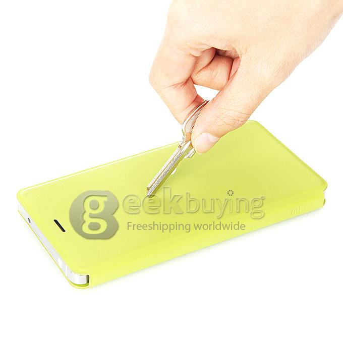 Original Xiaomi Mi4 Leather Case Ultra Thin and High Quality Cover Function For Xiaomi Mi 4 -Green