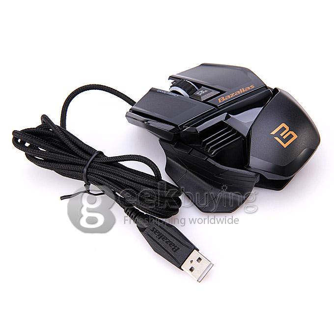 Bazalias X1 USB 2.0 800/1200/2000 DPI Wired Optical Game Mouse - Black