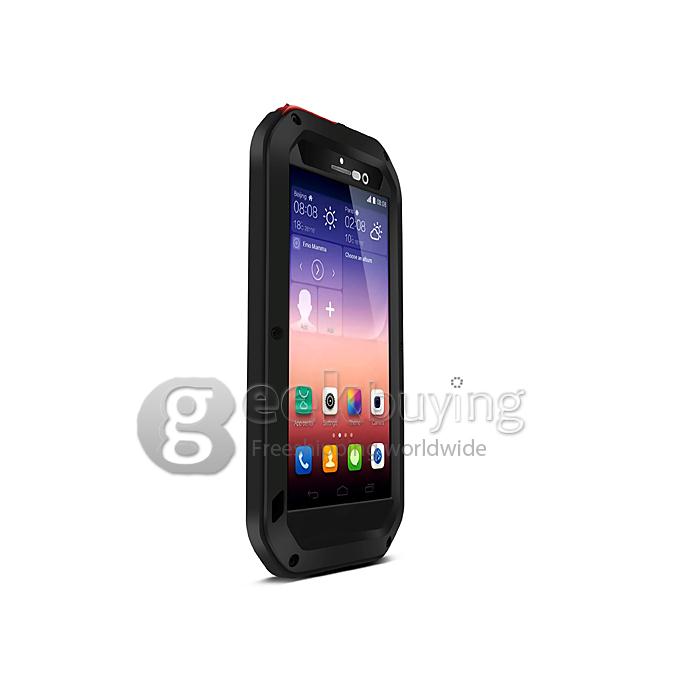 Love Mei Shock/Water Proof Heavy Duty Rugged Aluminum Metal Cover Case For Huawei P7 - Black