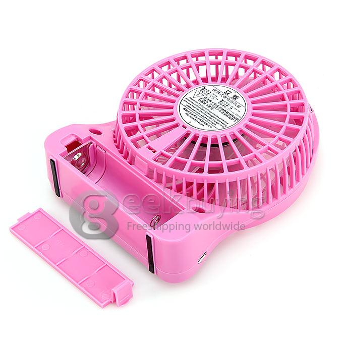 Super Big Wind Portable 3 Gears USB / Batery Fan with 2200mAh 16850 Lithium Battery Working Time 7.5 Hours - Pink