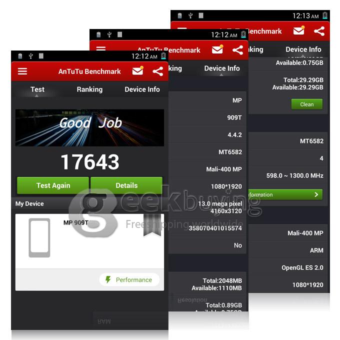 MPIE 909T MTK6582 Quad Core 1.3GHz 5.5 Inch Android 4.4.2 Smartphone 1GB RAM 8GB ROM FHD IPS OGS 3G 13MP OTG NFC - White
