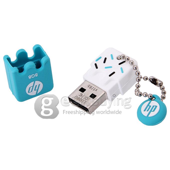 HP V178 8GB Ice Cream Shape USB 2.0 High Speed Flash Drive U Disk Memory Stick USB Drive with Keychain - Green