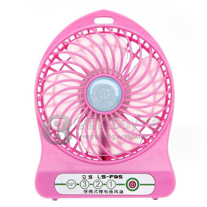 Super Big Wind Portable 3 Gears USB / Batery Fan with 2200mAh 16850 Lithium Battery Working Time 7.5 Hours - Pink