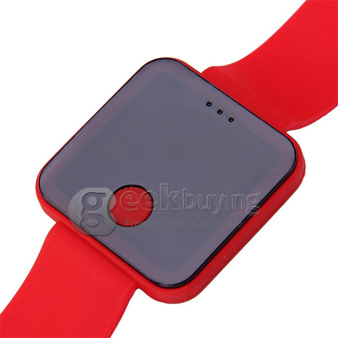 Unisex Rubber Band LED Digital Wrist Watch Timepiece with Touch Button for Women / Men - Red