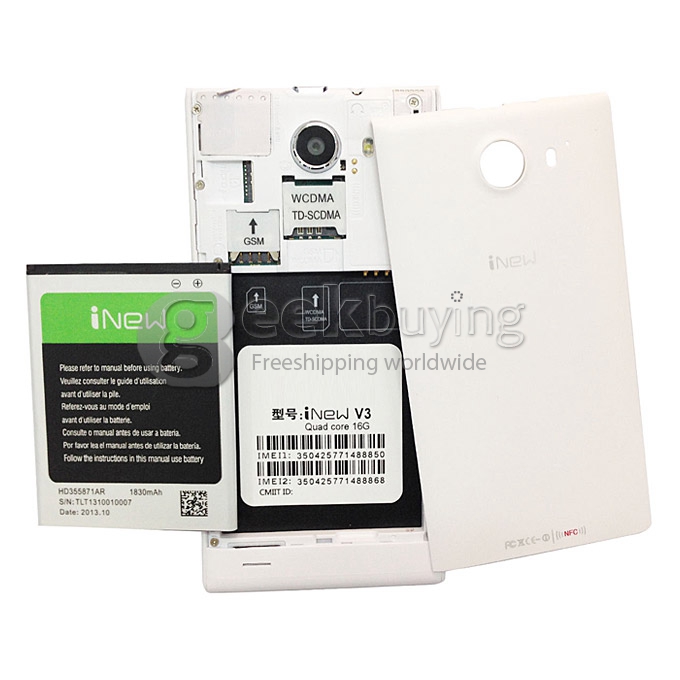 Inew V3 MTK6582 Quad core 1.3GHz 5.0 Inch Android 4.2 OS Smartphone 1GB RAM 16GB ROM 13.0MP NFC/OTG with 3G/GPS White