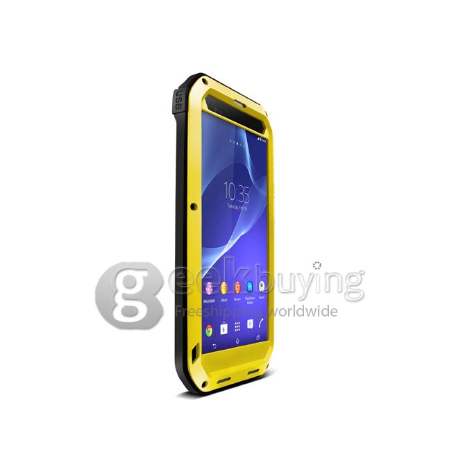 Love Mei Shock Water Proof Heavy Duty Rugged Aluminum Metal Cover Case for SONY Xperia T2 Ultra - Yellow