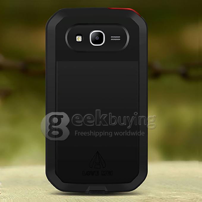 Love Mei Shock Water Proof Heavy Duty Rugged Aluminum Metal Cover Case For Galaxy Mega 5.8 i9150 - Black